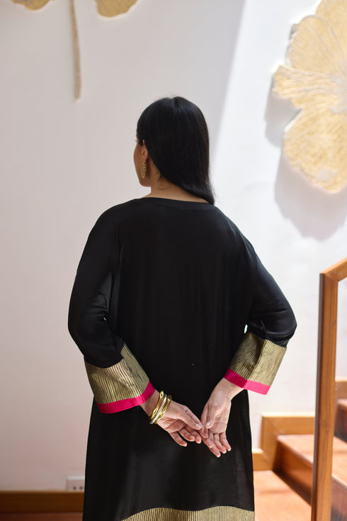 HEENA KAFTAN - BLACK & PINK