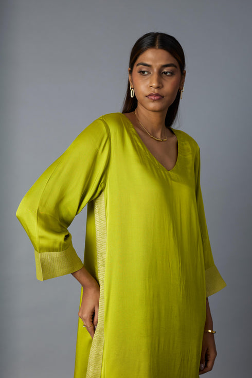 KAMAL CO-ORD SET -LIME GREEN (SET OF TWO )