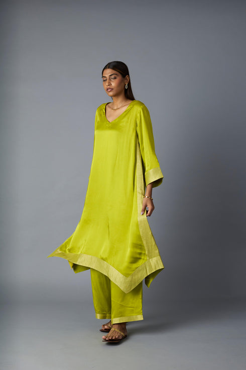 KAMAL CO-ORD SET -LIME GREEN (SET OF TWO )