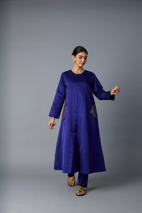 GEET SILK KURTA SET ROYAL BLUE (SET OF TWO )