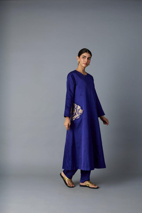 GEET SILK KURTA SET ROYAL BLUE (SET OF TWO )
