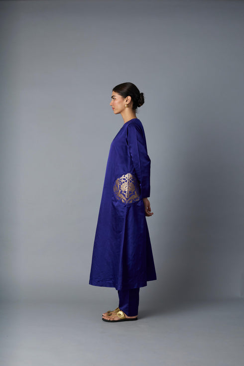 GEET SILK KURTA SET ROYAL BLUE (SET OF TWO )