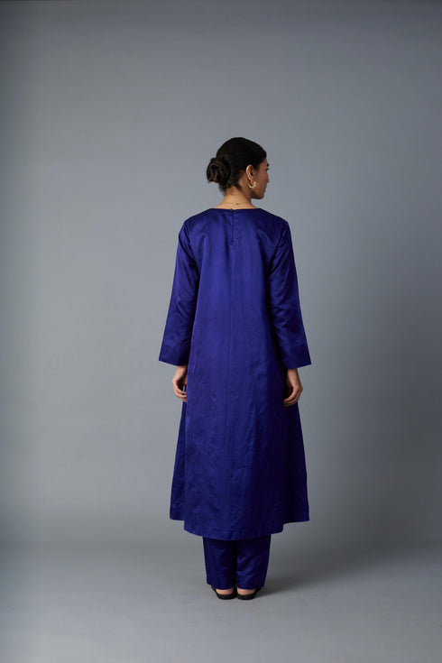 GEET SILK KURTA SET ROYAL BLUE (SET OF TWO )