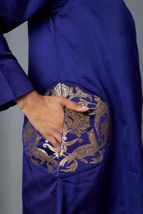 GEET SILK KURTA SET ROYAL BLUE (SET OF TWO )