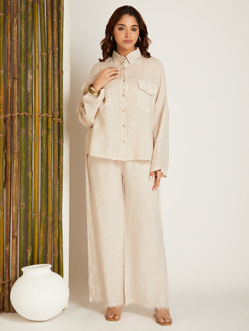 LINEN CO-ORD SET LIGHT BEIGE