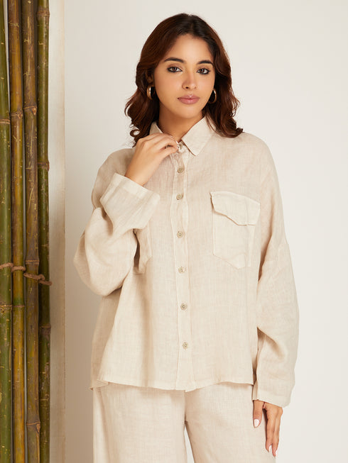 LINEN CO-ORD SET LIGHT BEIGE