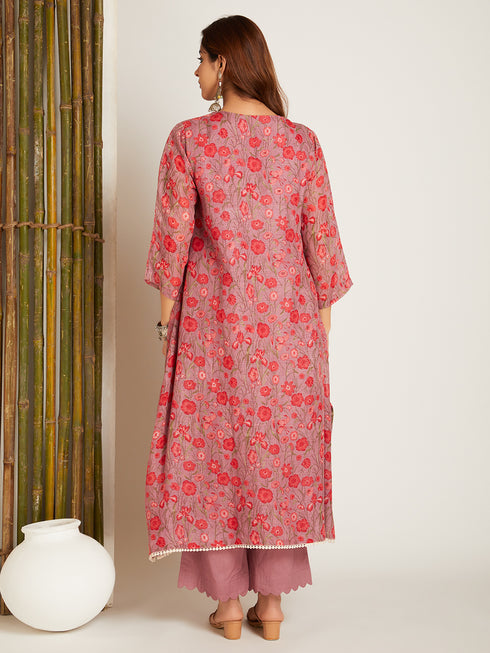 LINEN KURTA SET ROSE