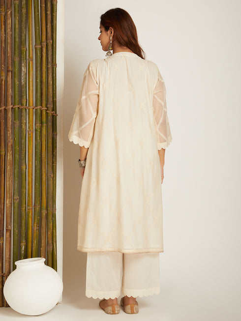 JAMDANI KURTA SET WHITE SHOT