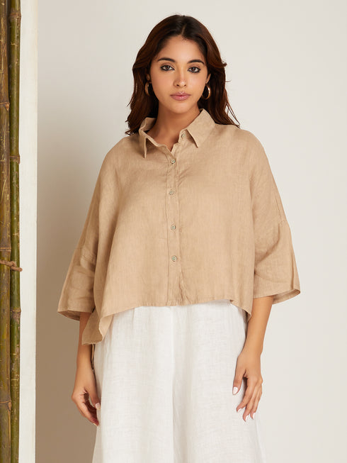 SHORT LINEN  OVERSHIRT