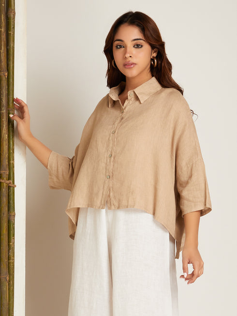 SHORT LINEN  OVERSHIRT