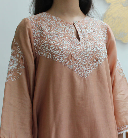 DULL ROSE ASYMMETRICAL KURTA