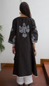 CHIKANKARI BLACK ASYMMETRICAL KURTA