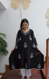 CHIKANKARI BLACK ASYMMETRICAL KURTA