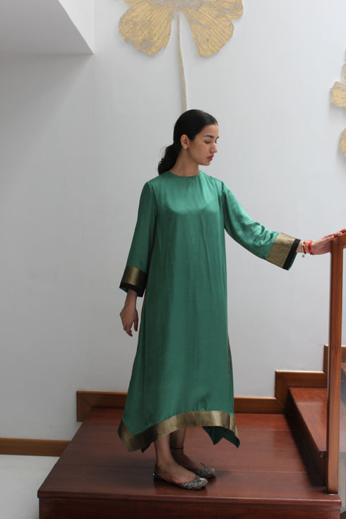 KAMAL ASYMMETRICAL TUNIC -GREEN