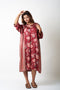 STRIPES AND FLORAL DRESS - MAROON