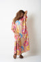SIDE GATHERED LONG KAFTAN - MULTICOLOUR