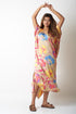 SIDE GATHERED LONG KAFTAN - MULTICOLOUR