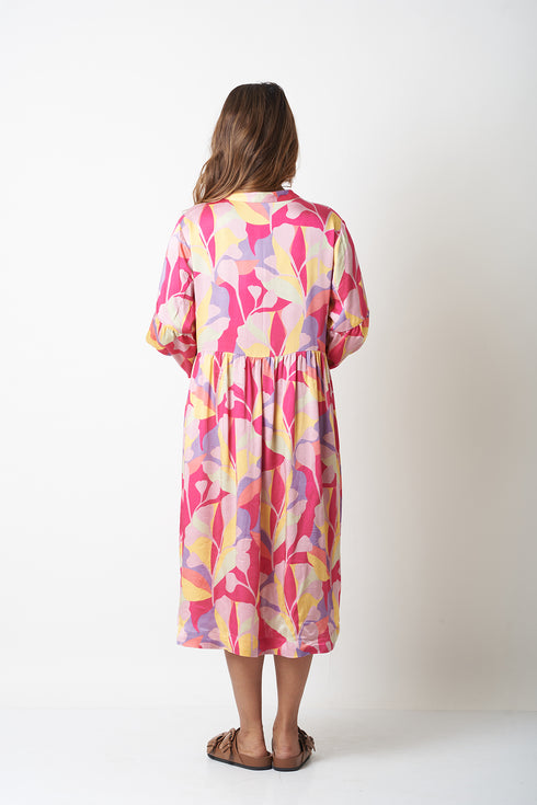 BAND COLLAR DRESS - MULTICOLOUR