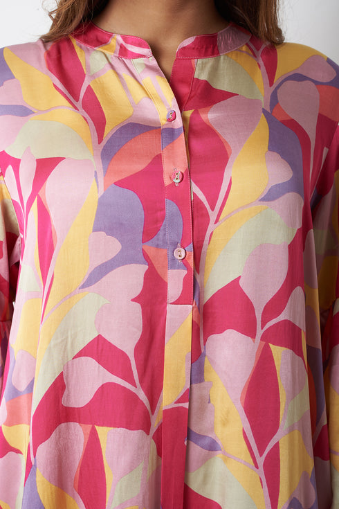 BAND COLLAR DRESS - MULTICOLOUR