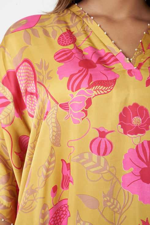 V-NECK KAFTAN - YELLOW