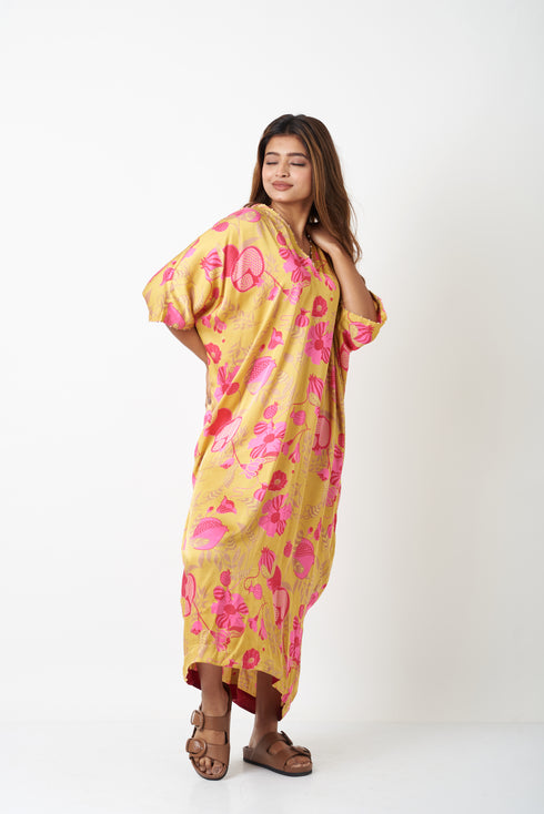 V-NECK KAFTAN - YELLOW