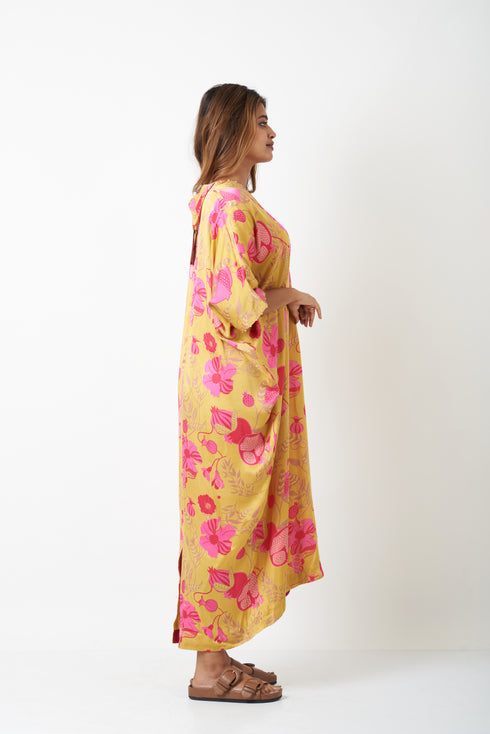 V-NECK KAFTAN - YELLOW