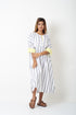 STRIPED SHIRT DRESS WITH YELLOW PATTI