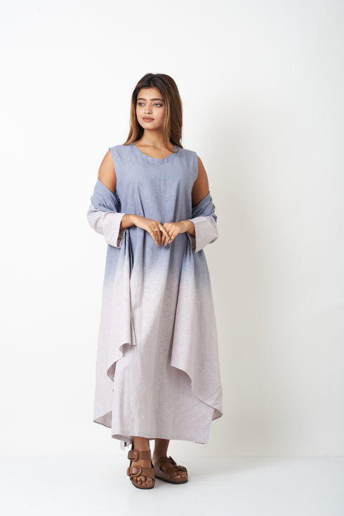 OMBRÈ LAYERED DRESS - GREY