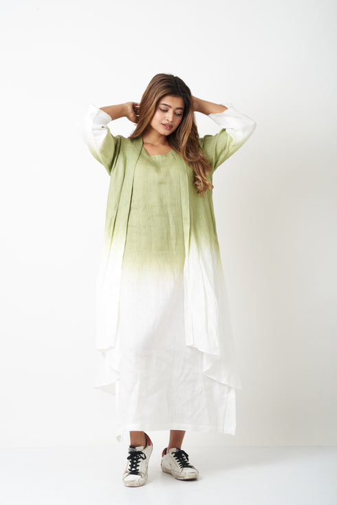 OMBRE LAYERED DRESS - GREEN