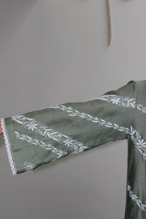 CHIKANKARI OVERLAY - GREEN