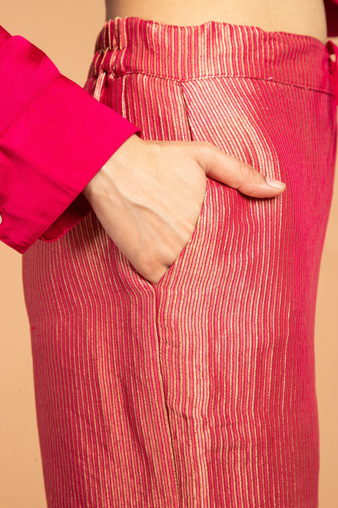 ZARI STRIPES PANTS - MAGENTA