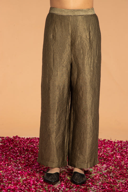 STRIPED ZARI PANTS - BLACK