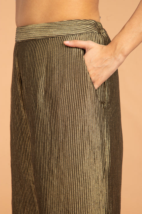 STRIPED ZARI PANTS - BLACK