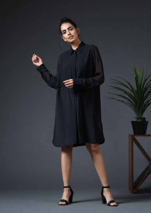 BLACK SHIRT DRESS