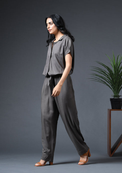 TIE BELT JUMPSUIT