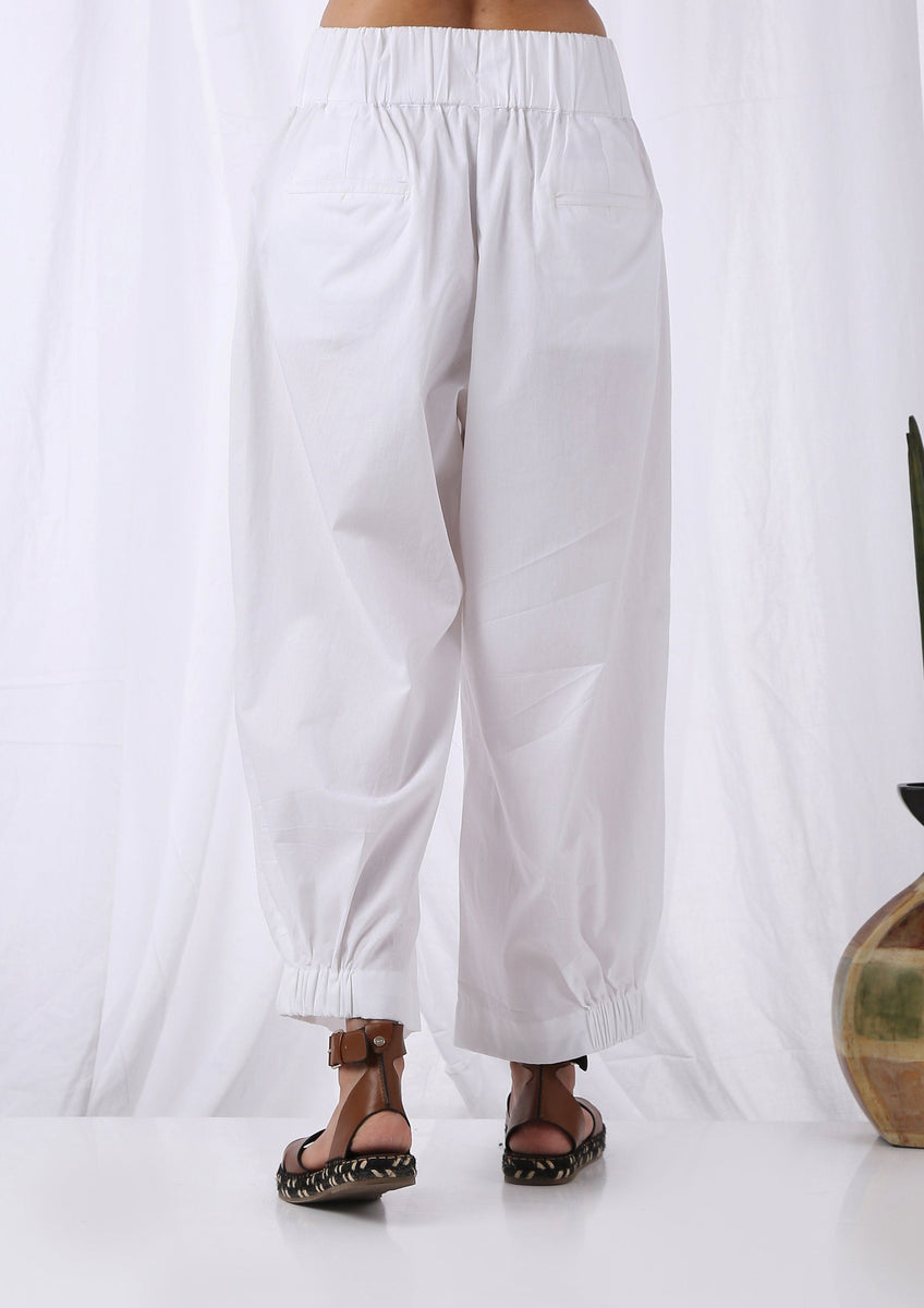 High Waist Pleated Pants White