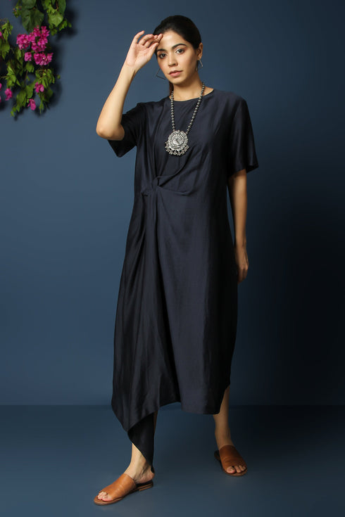 FRONT KNOT DRAPE DRESS