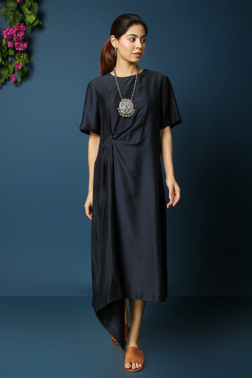 FRONT KNOT DRAPE DRESS