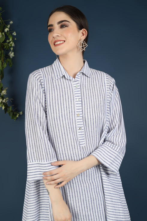 BLUE STRIPED KURTA CO-ORD SET
