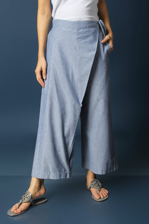 FLAP FRONT TIE BELT PANTS