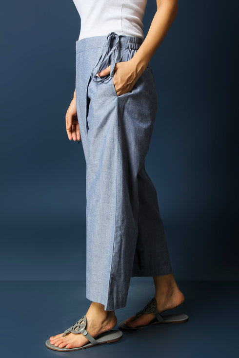 FLAP FRONT TIE BELT PANTS