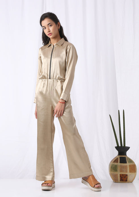 ZIPPER FRONT MASHRU JUMPSUIT