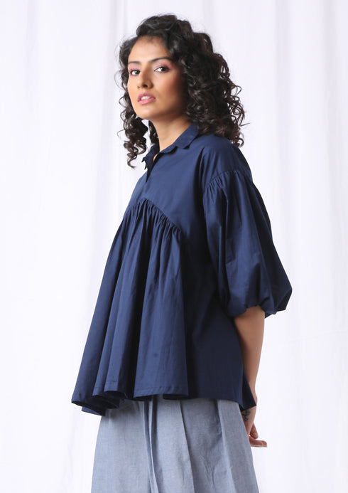 PUFF SLEEVE TOP - BLUE