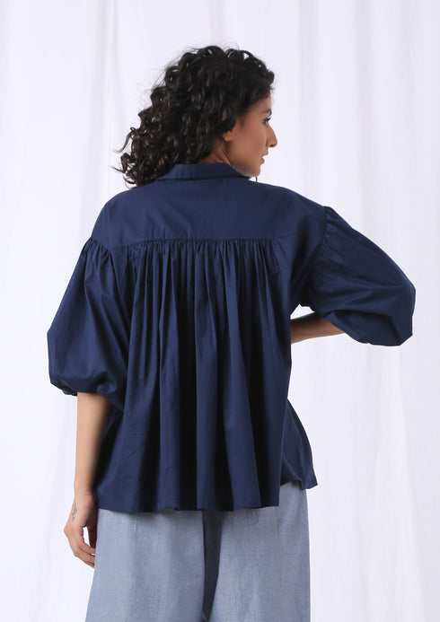 PUFF SLEEVE TOP - BLUE