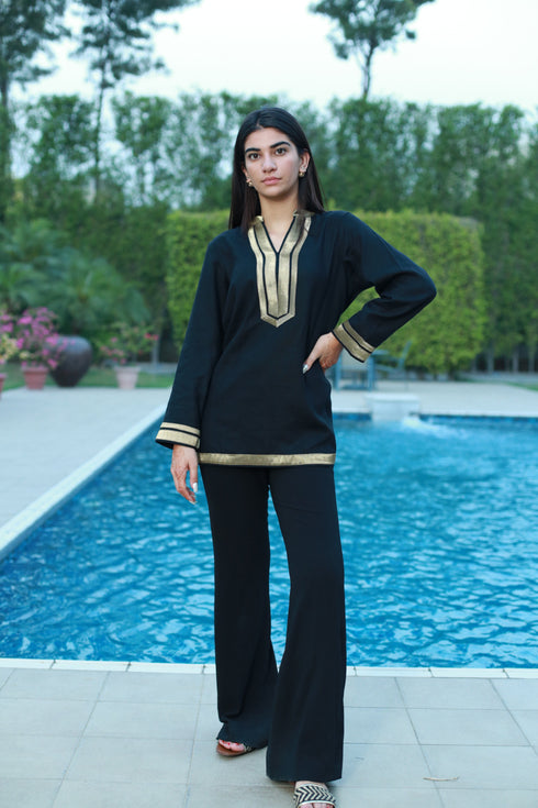METALLIC YOKE TUNIC