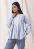 PLEATED STRIPED FLARE TOP