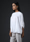 GATHER YOKE TOP - WHITE