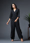 V NECK BUTTON-UP JUMPSUIT