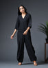 V NECK BUTTON-UP JUMPSUIT