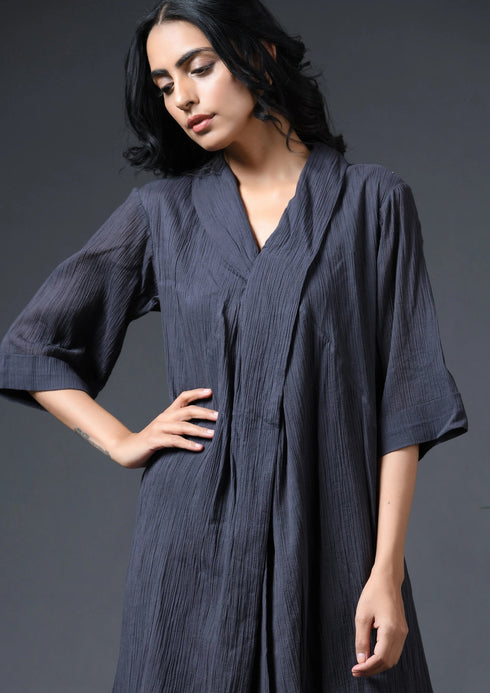 ROBE DRESS-CHARCOAL
